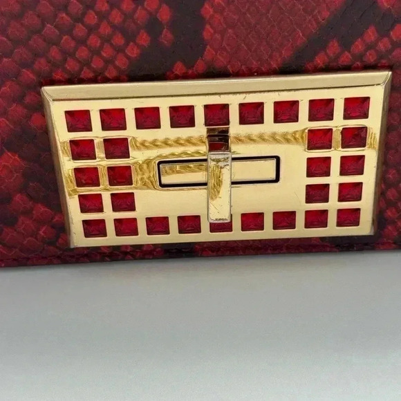 Michael Kors Calf Leather Python Print Clutch with Chain - Picture 12 of 12